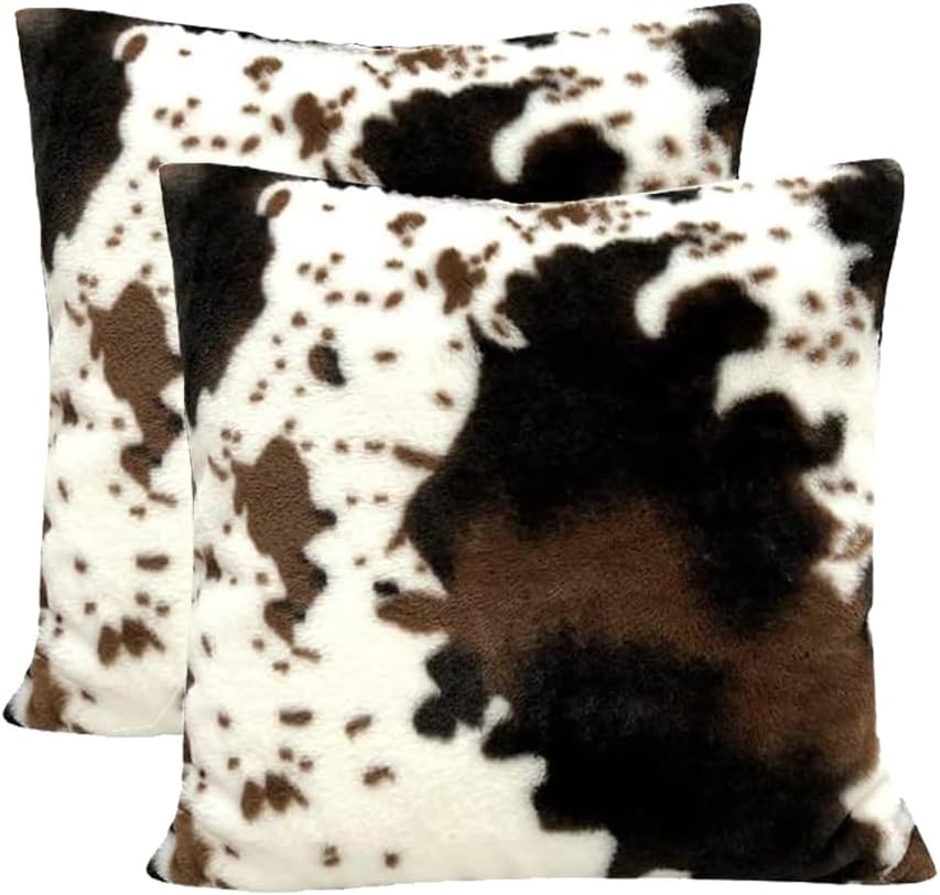Cove Pillow Covers Set - Faux Fur, Double-Sided Cowhide Print 0