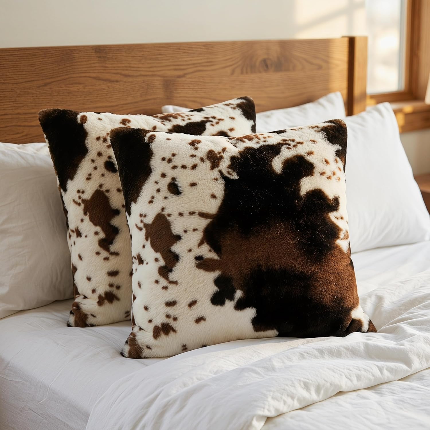 Cove Pillow Covers Set - Faux Fur, Double-Sided Cowhide Print 4