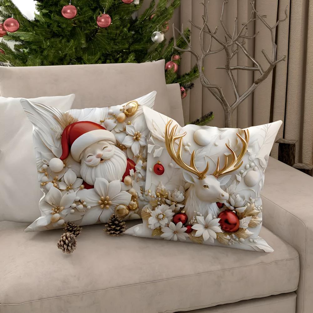 Crescent Christmas Pillow Covers - Velvet, Set of 4 with Holiday Designs 2