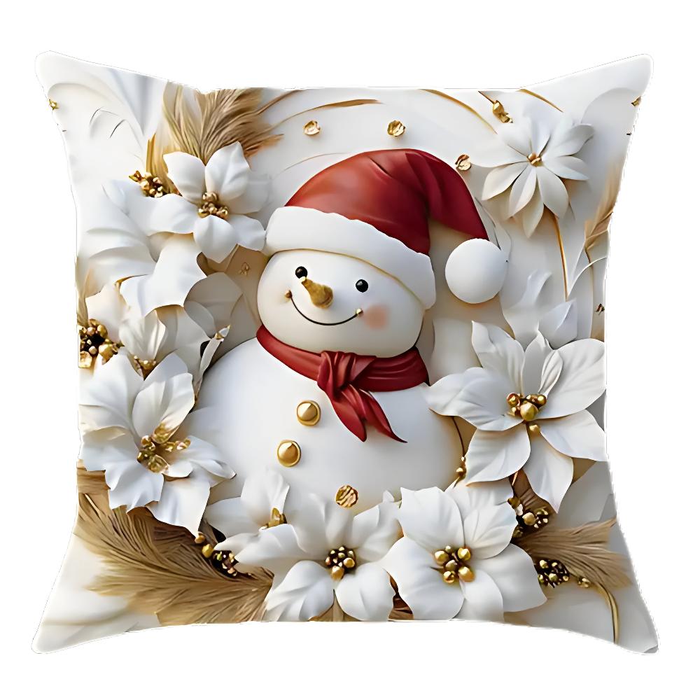 Crescent Christmas Pillow Covers - Velvet, Set of 4 with Holiday Designs 4