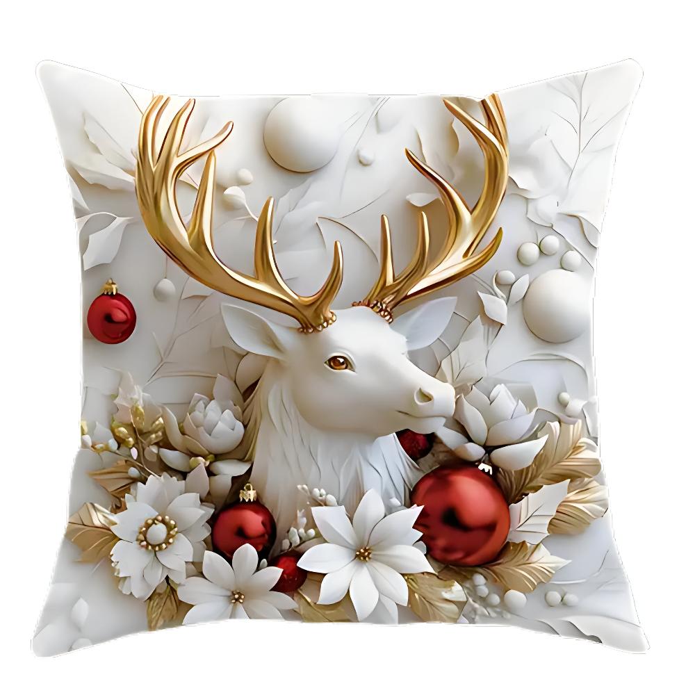 Crescent Christmas Pillow Covers - Velvet, Set of 4 with Holiday Designs 7