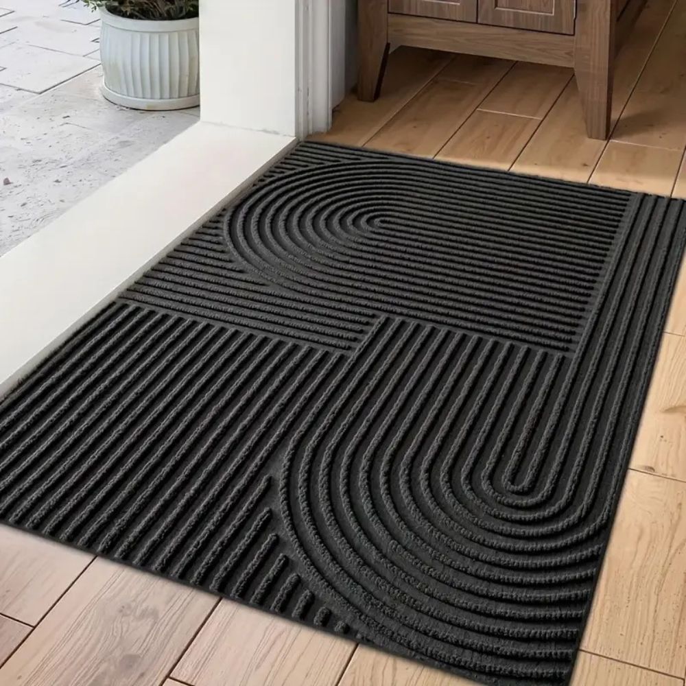 Creston Door Mat - Microfiber, Curved Thread Design, Indoor Outdoor Use 0