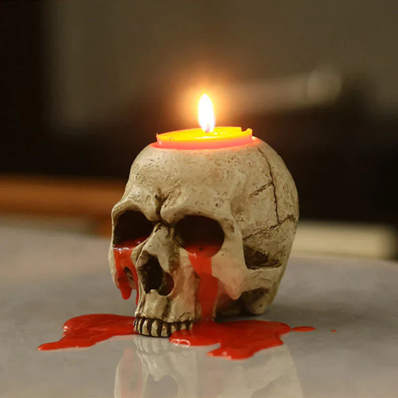 Creston Skull Candle Holder - Handcrafted Resin, Gothic Decor 0