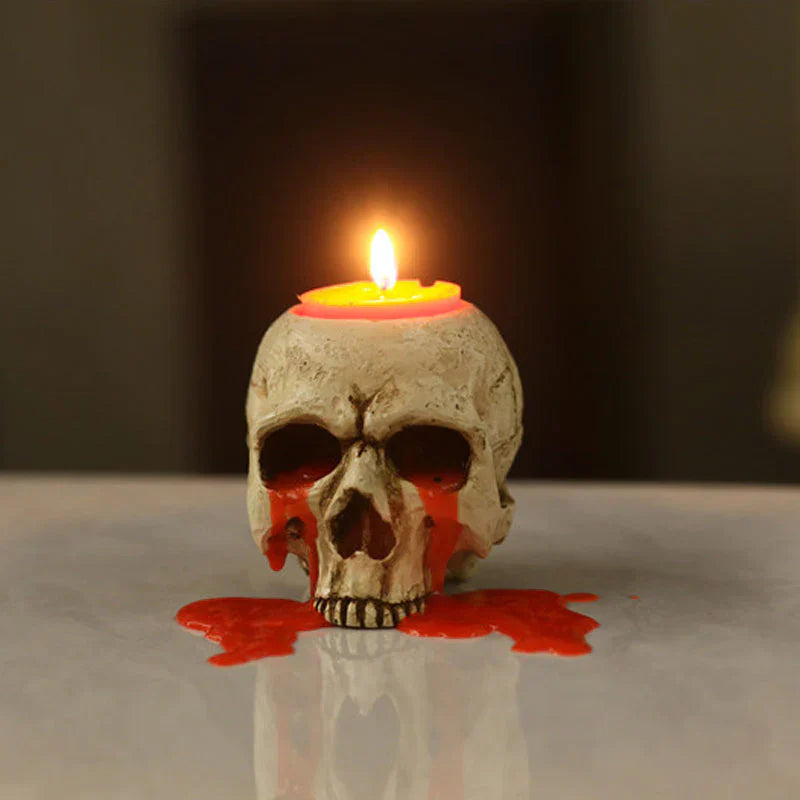 Creston Skull Candle Holder - Handcrafted Resin, Gothic Decor 1