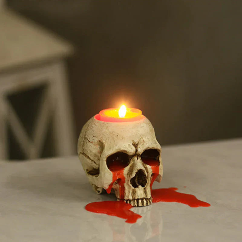 Creston Skull Candle Holder - Handcrafted Resin, Gothic Decor 2