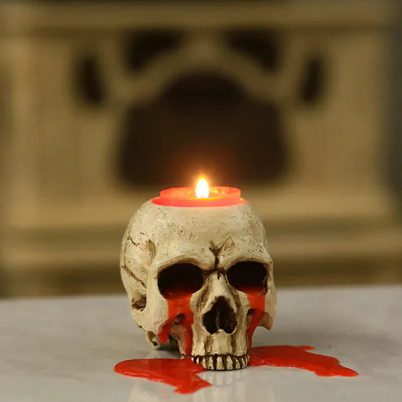 Creston Skull Candle Holder - Handcrafted Resin, Gothic Decor 3