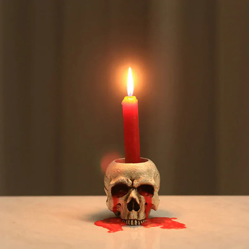 Creston Skull Candle Holder - Handcrafted Resin, Gothic Decor 4