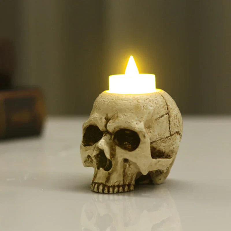 Creston Skull Candle Holder - Handcrafted Resin, Gothic Decor 5