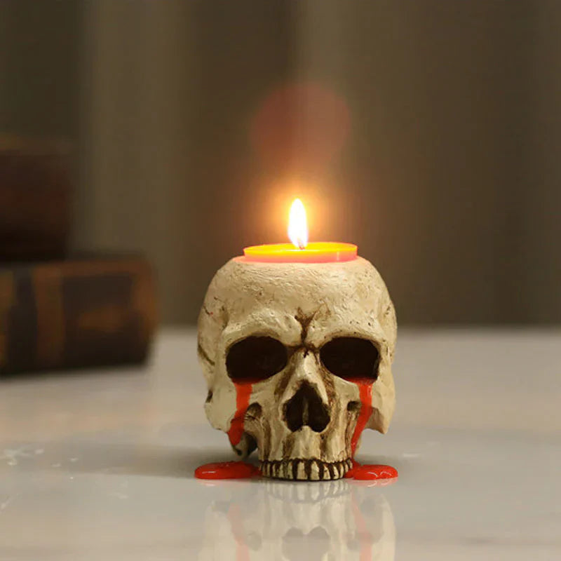 Creston Skull Candle Holder - Handcrafted Resin, Gothic Decor 6