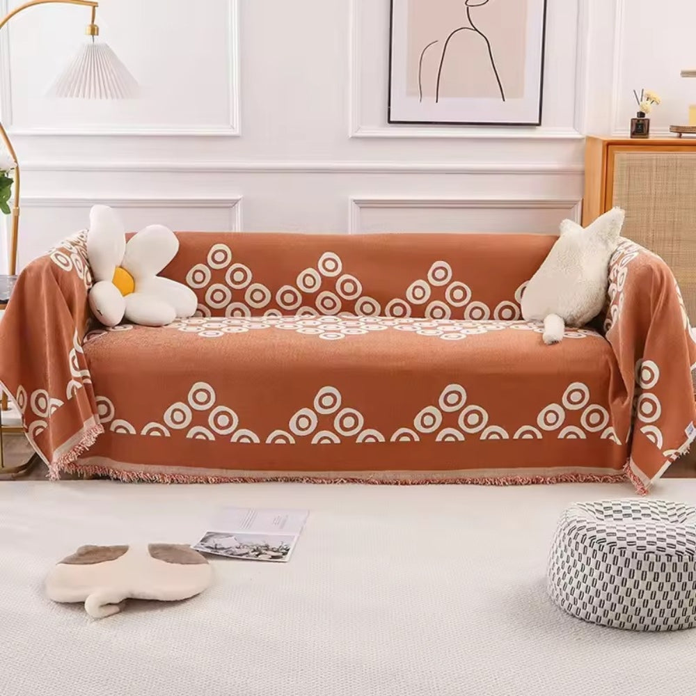 Cypress Sofa Cover - Soft Chenille, Patterned Design with Tassel Trim 1