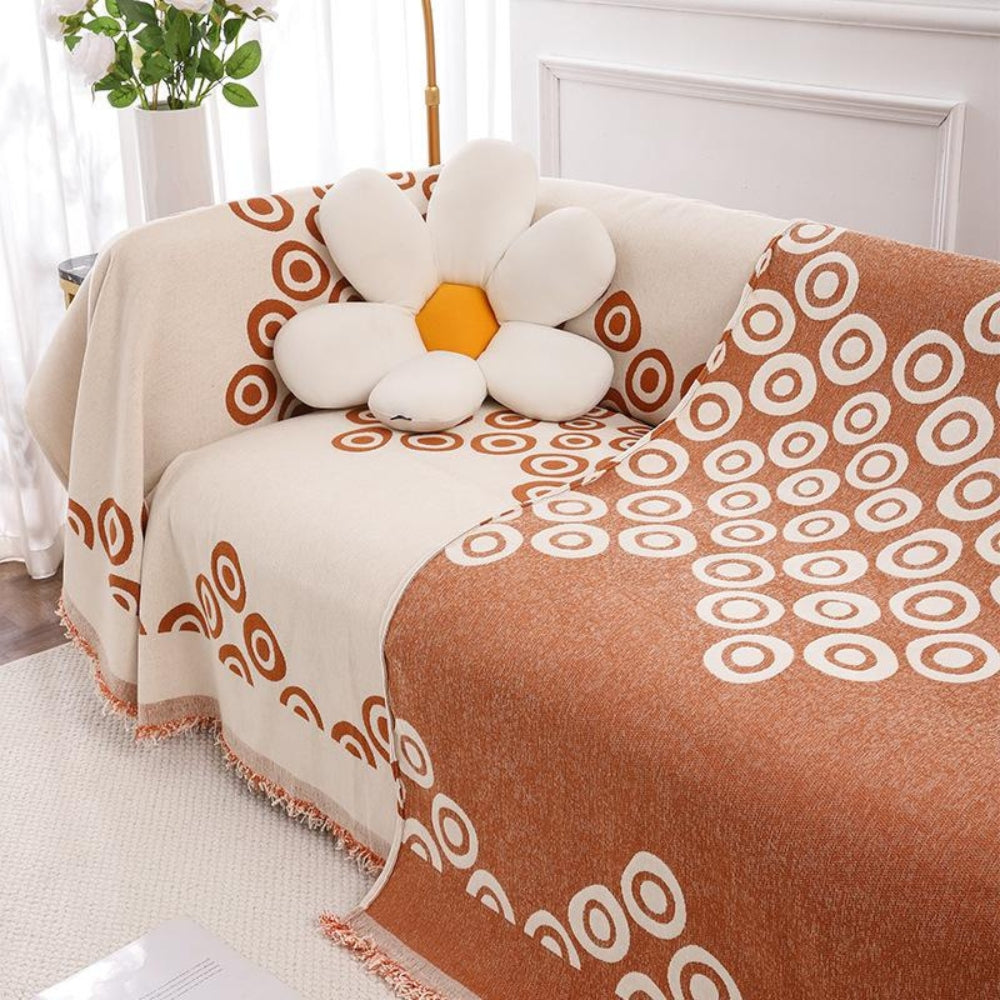 Cypress Sofa Cover - Soft Chenille, Patterned Design with Tassel Trim 3