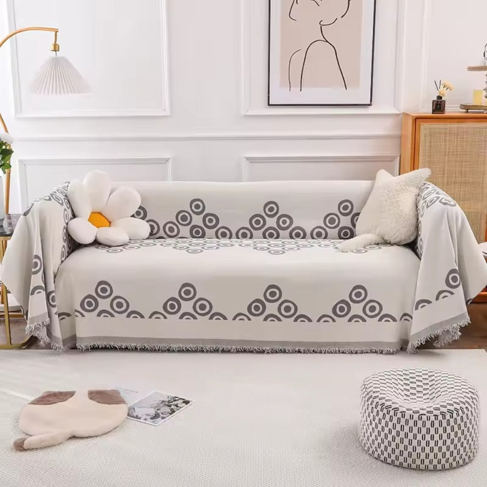 Cypress Sofa Cover - Soft Chenille, Patterned Design with Tassel Trim 5