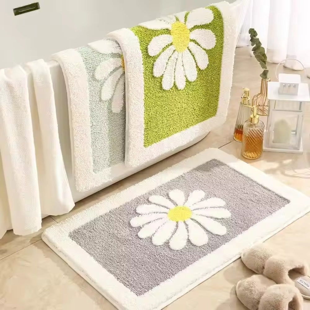 Daisy Bloom Bath Mat - Soft Microfiber, Non-Slip Design 5