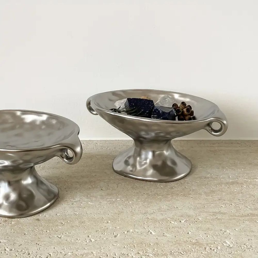 Daisy Ceramic Organizer - Elegant Oval Design, Dual Handles 5