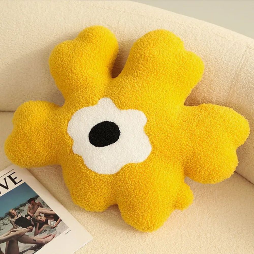 Dazzle Flower Cushion - Plush Fabric, Abstract Daisy Design 7