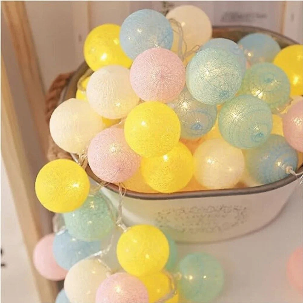 LumaCotton Light Garland – LED Cotton Ball String Lights – Soft Ambient Decor
