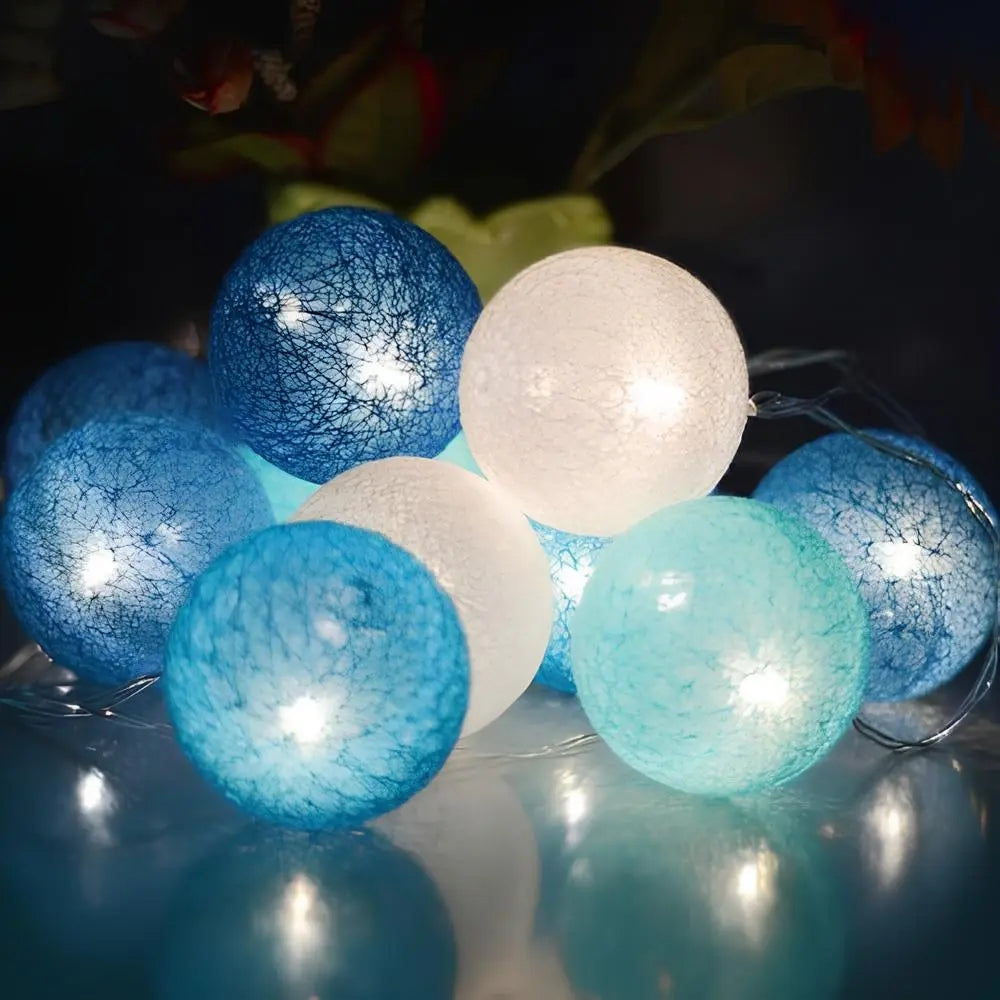 LumaCotton Light Garland – LED Cotton Ball String Lights – Soft Ambient Decor