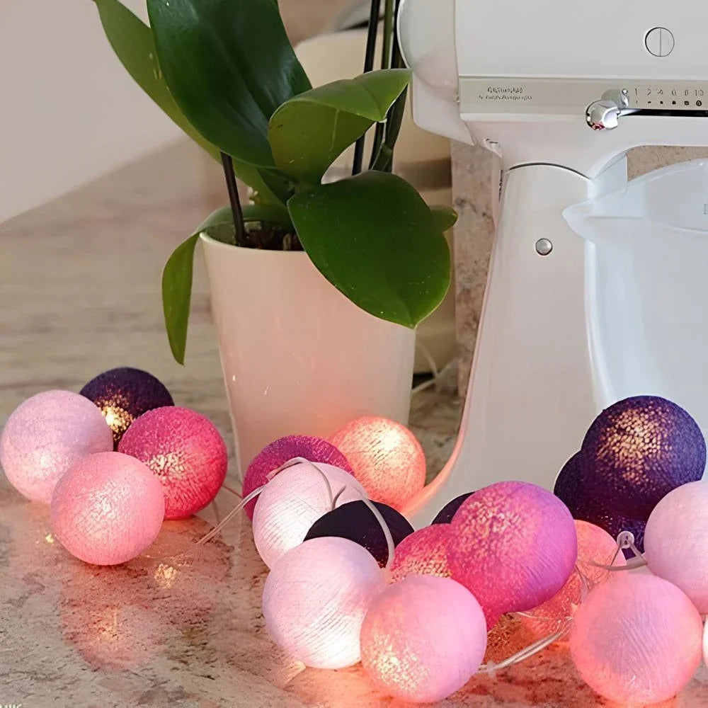 LumaCotton Light Garland – LED Cotton Ball String Lights – Soft Ambient Decor