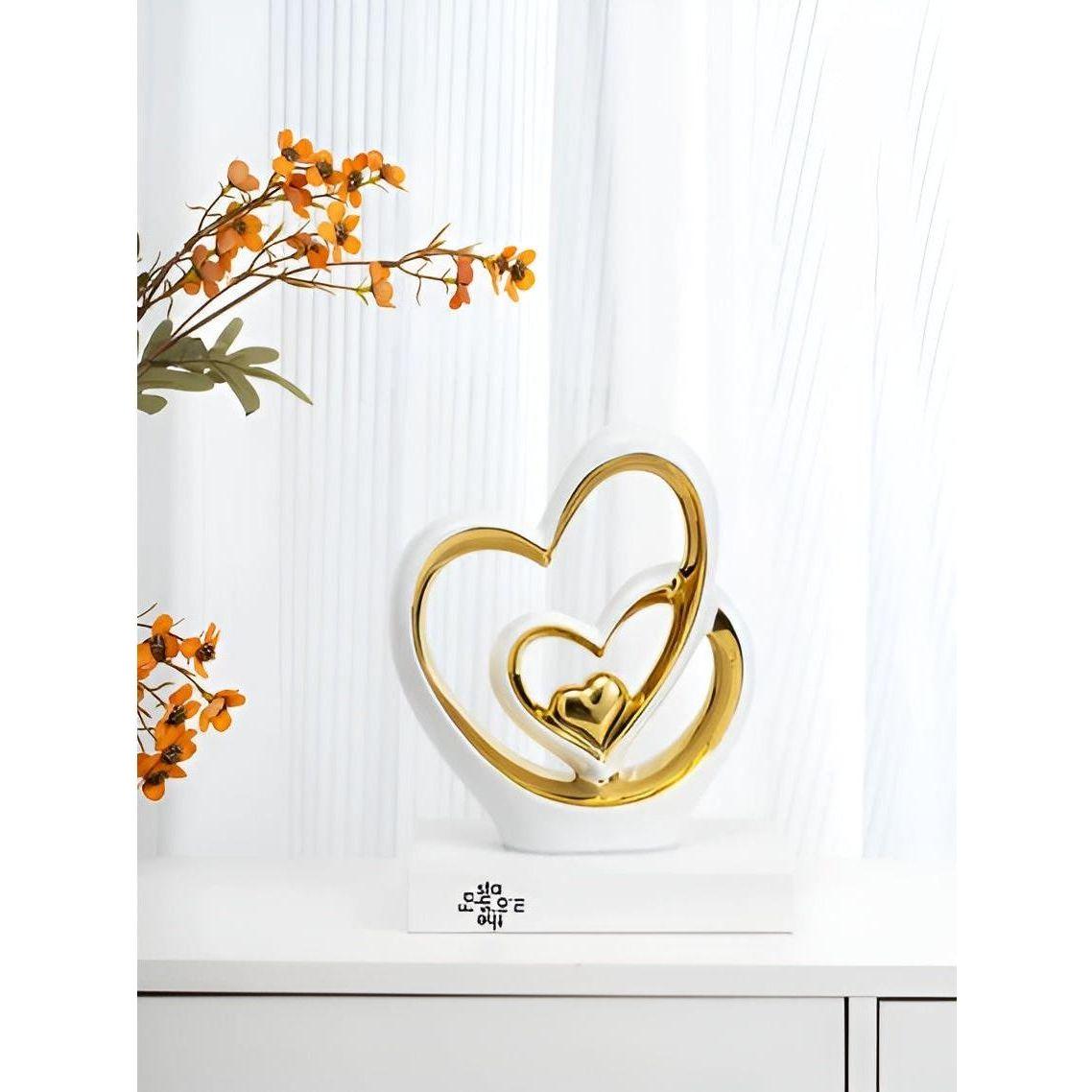 Diora Decorative Figure - Porcelain Double Heart Ornament 4
