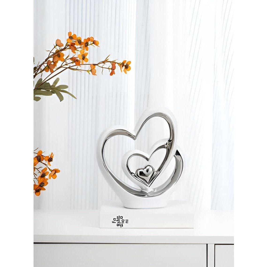 Diora Decorative Figure - Porcelain Double Heart Ornament 6