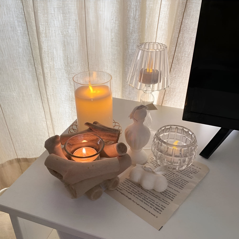 Driftwood Haven Candle Holder - Reclaimed Wood, Rustic Votive Candle Holder 7