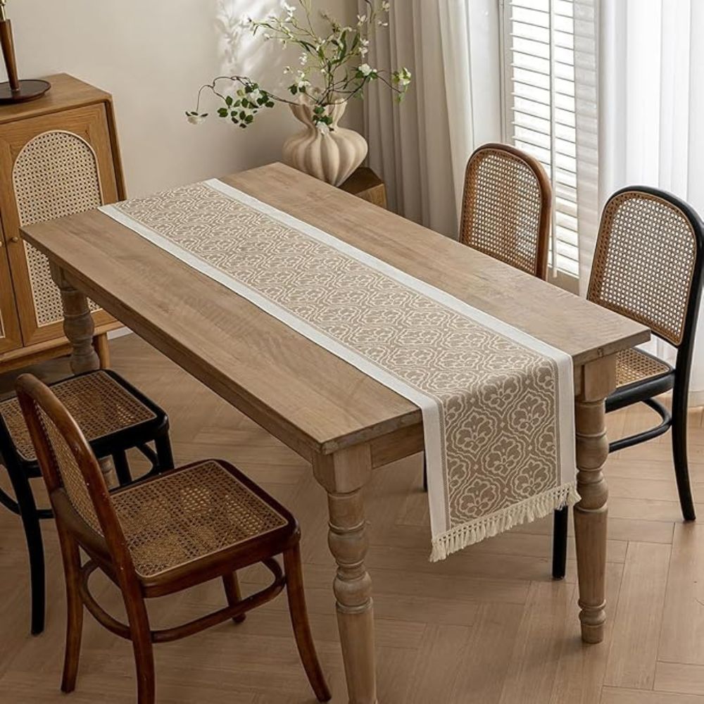 Dune Table Runner - Microfiber Blend, Boho Damask Design 2