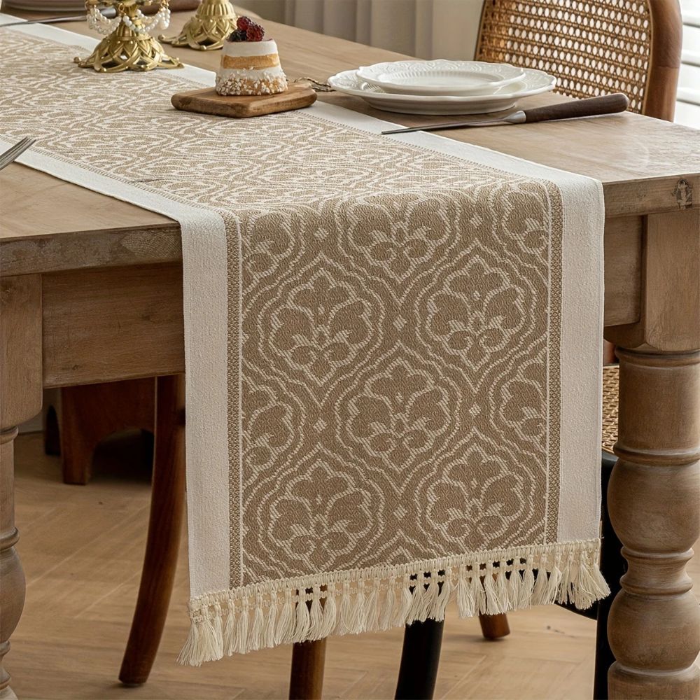 Dune Table Runner - Microfiber Blend, Boho Damask Design 5