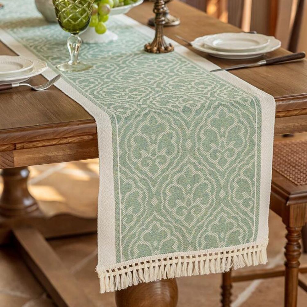 Dune Table Runner - Microfiber Blend, Boho Damask Design 9