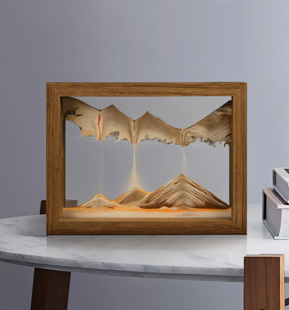 DynaFlow Sand Art - 360° Rotating Glass Landscape, Decorative Home Accent 4