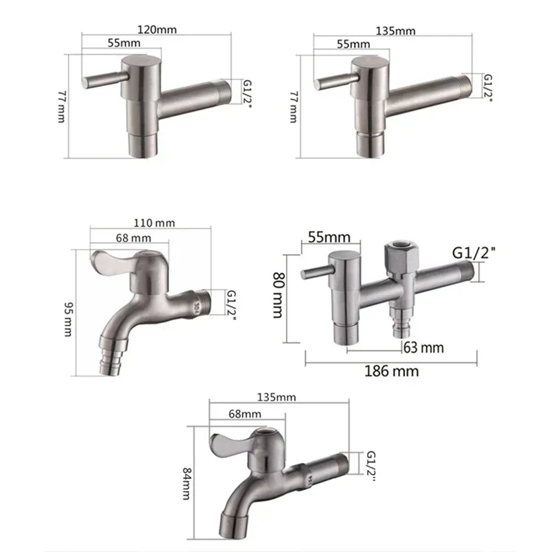 SteelFlow Pro – Dual Outlet Wall Faucet – Outdoor Stainless Steel Tap