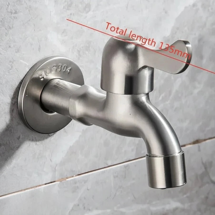 SteelFlow Pro – Dual Outlet Wall Faucet – Outdoor Stainless Steel Tap