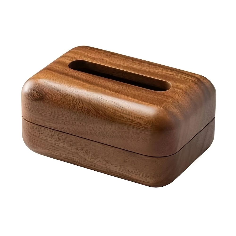 Eldrin Tissue Box Holder - Walnut Wood, Compact Design 2