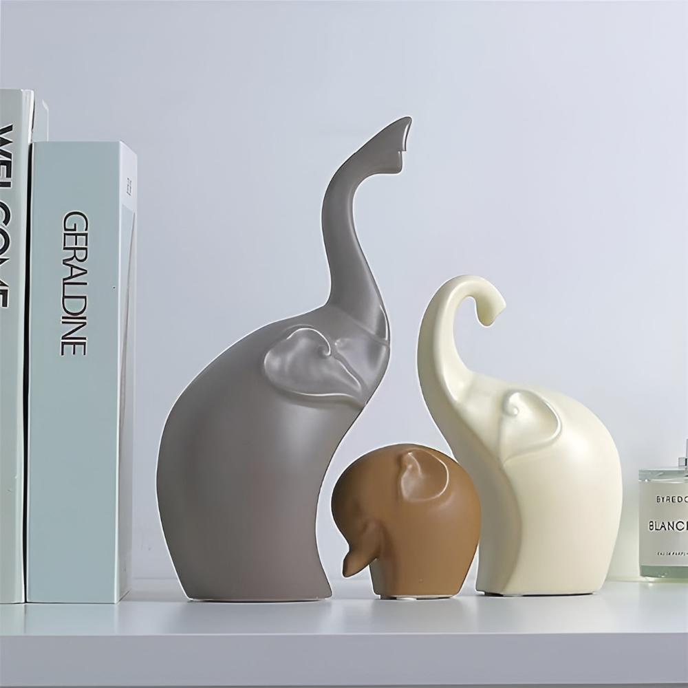 Elysia Elephant Sculpture Set - High-Quality Resin, Abstract Design 0
