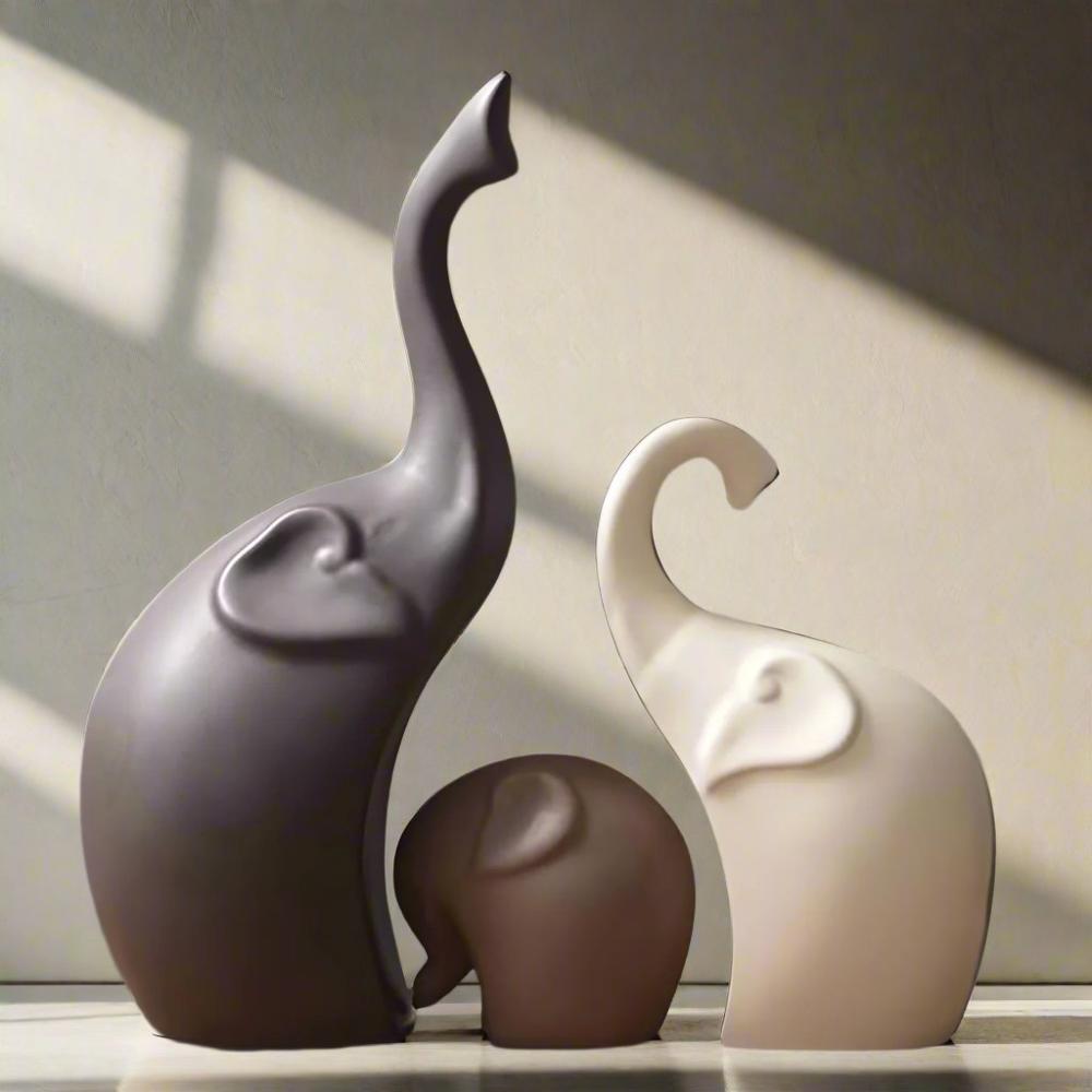 Elysia Elephant Sculpture Set - High-Quality Resin, Abstract Design 2