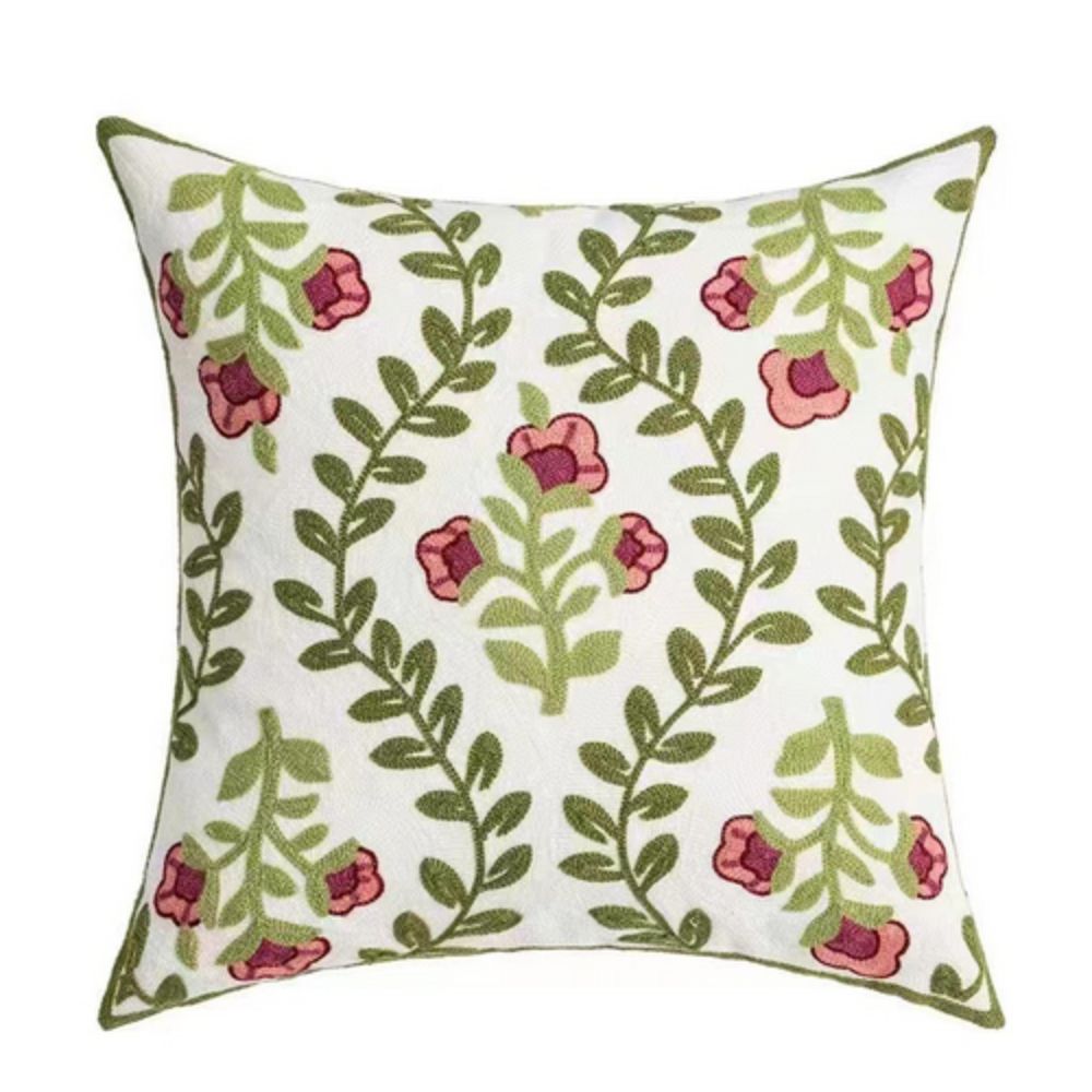 Elysia Floral Cushion Cover - Embroidered Microfiber, Indoor Outdoor Use 2