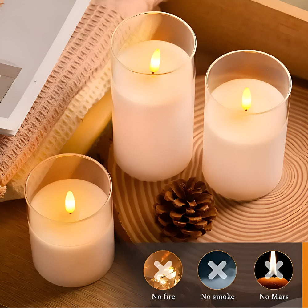 Elysian Flameless Candle Set - 3D LED, Remote Controlled, Safe Ambience 7
