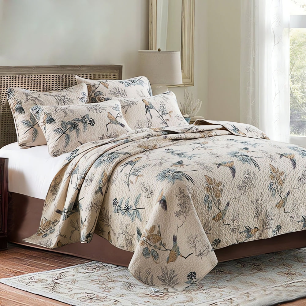 Elysian Floral Coverlet Set - Microfiber, Reversible 3-Piece 0