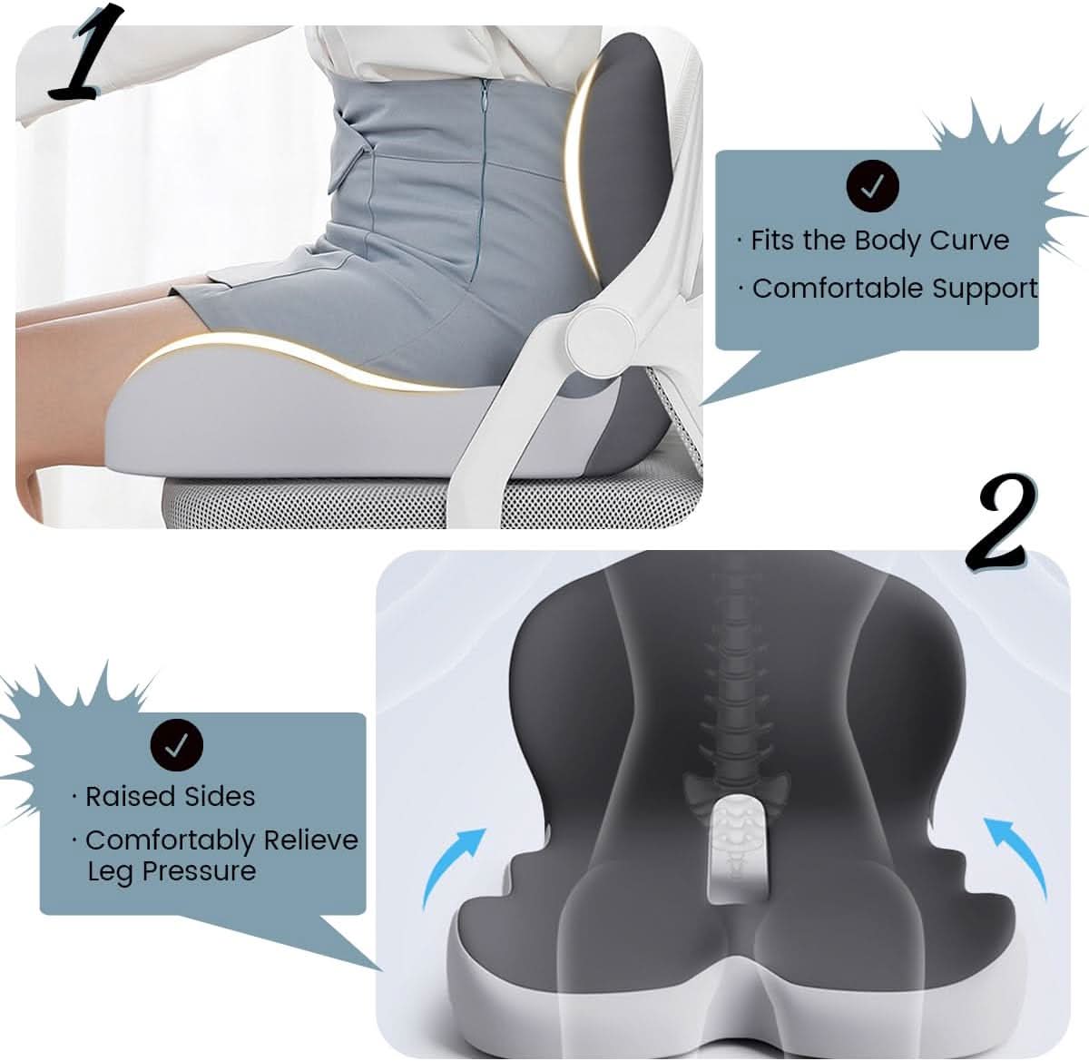 Elysian Seat Cushion - Memory Foam, Ergonomic Design for Comfort 3