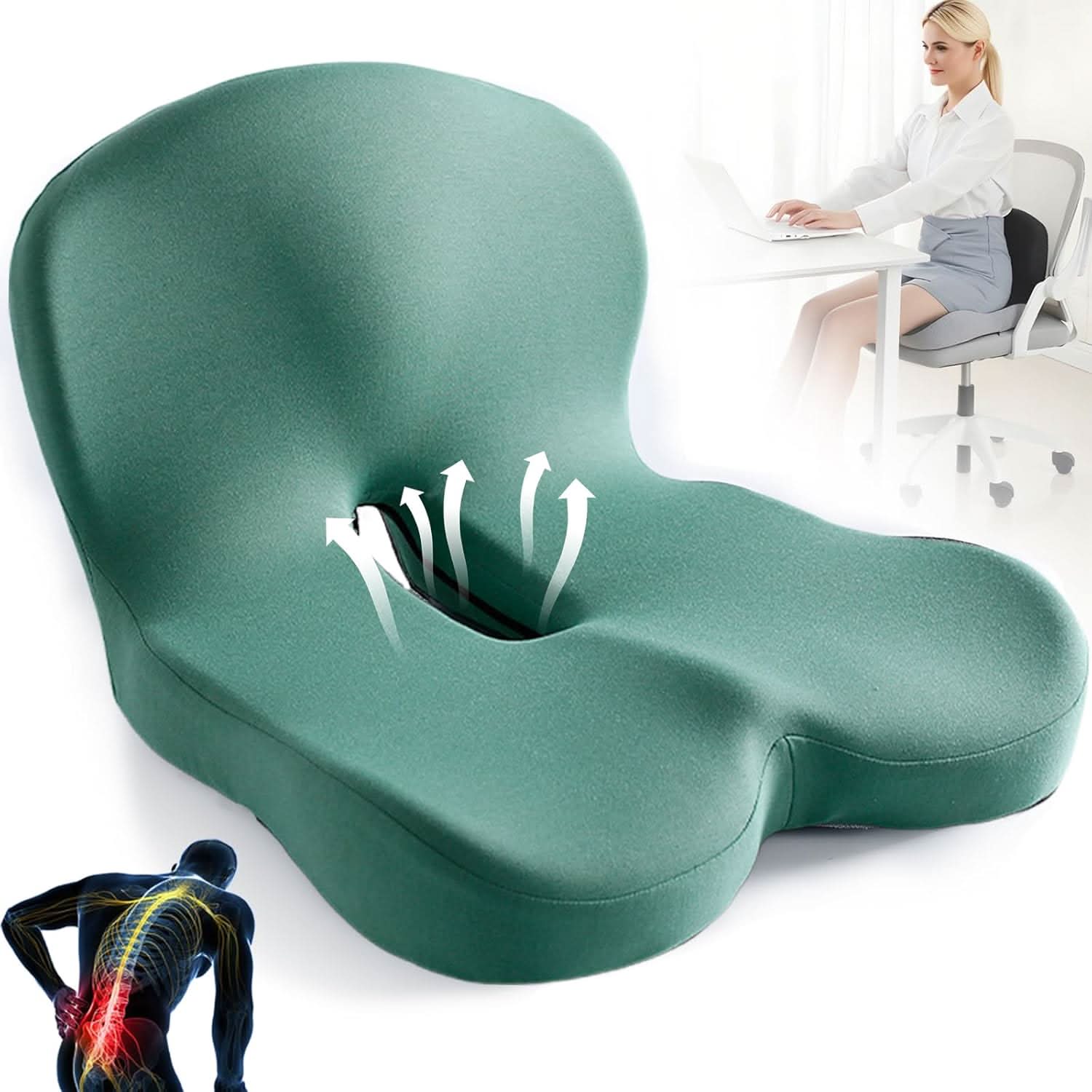 Elysian Seat Cushion - Memory Foam, Ergonomic Design for Comfort 6