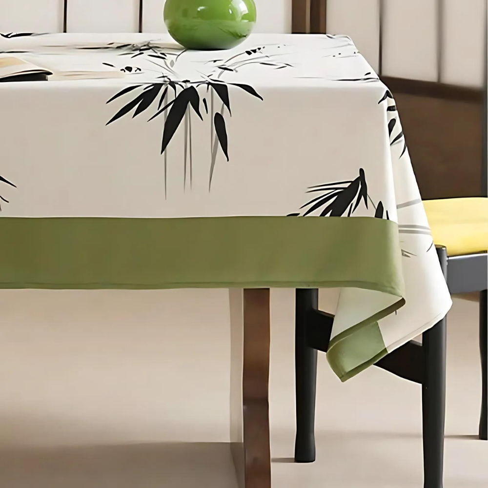 Elysian Zen Tablecloth - Durable Polyester, Bamboo-Inspired Design 0