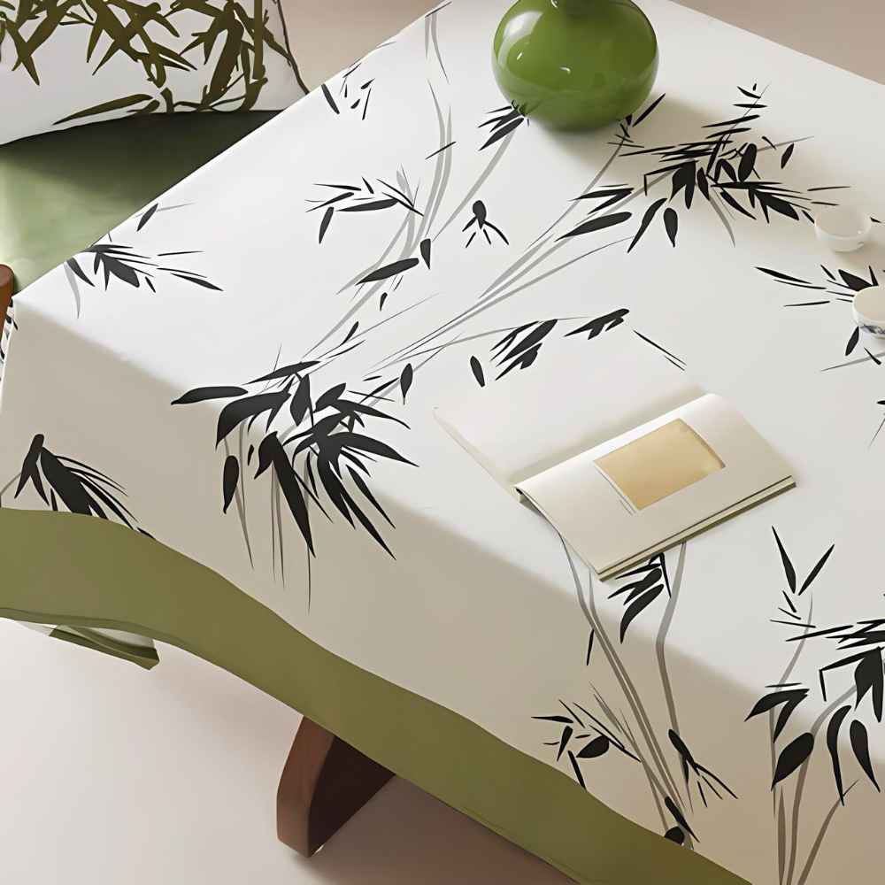 Elysian Zen Tablecloth - Durable Polyester, Bamboo-Inspired Design 1