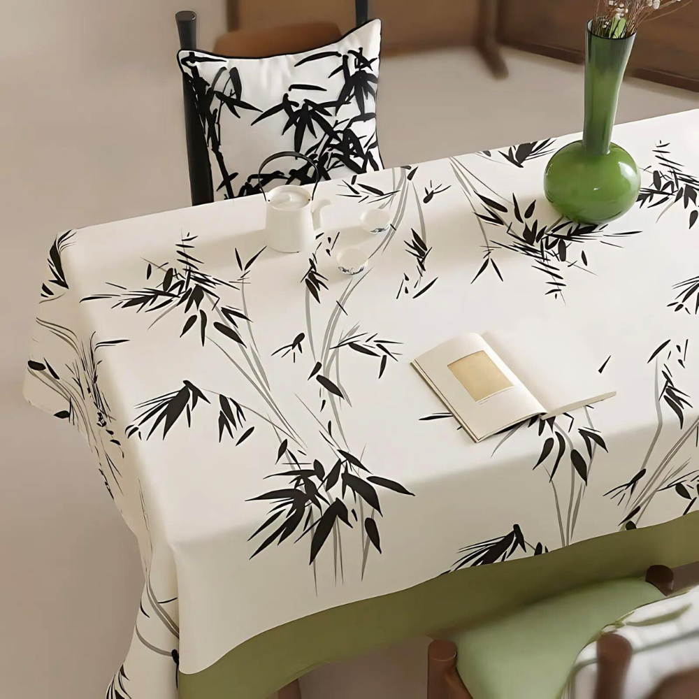 Elysian Zen Tablecloth - Durable Polyester, Bamboo-Inspired Design 2
