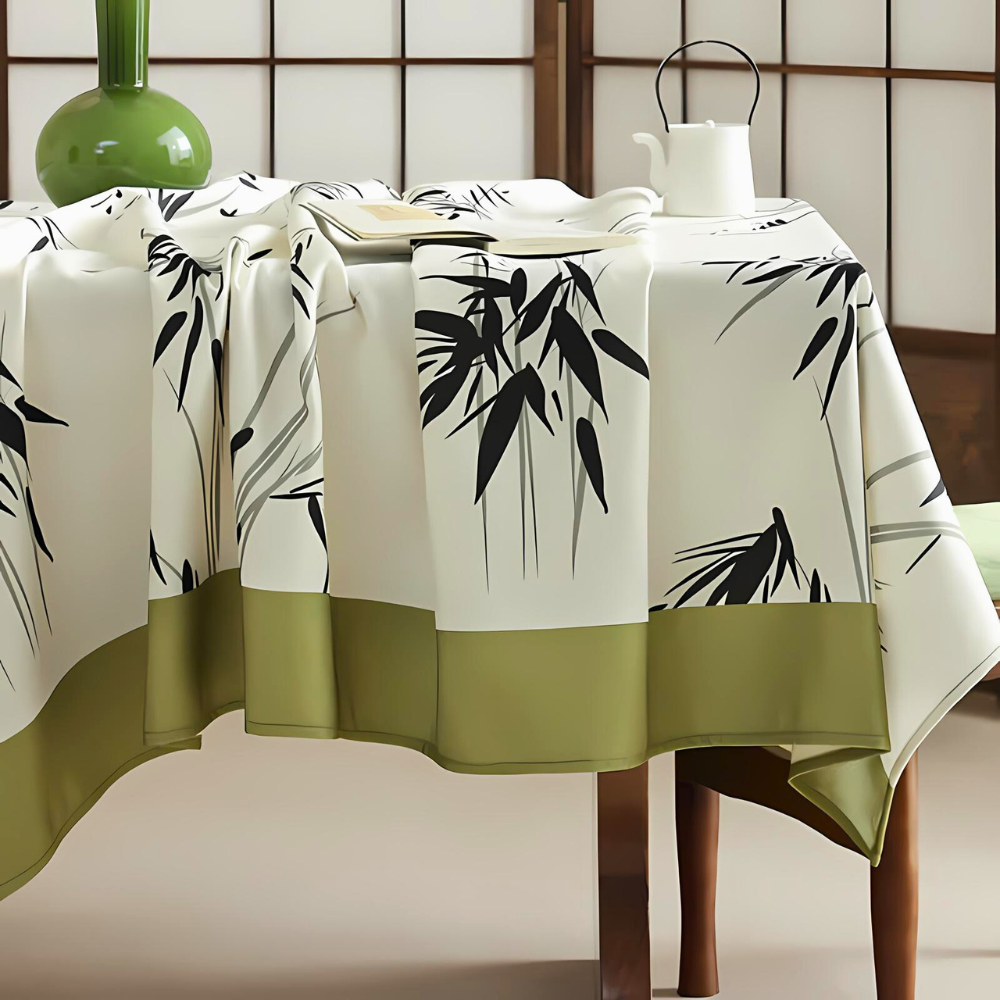 Elysian Zen Tablecloth - Durable Polyester, Bamboo-Inspired Design 3