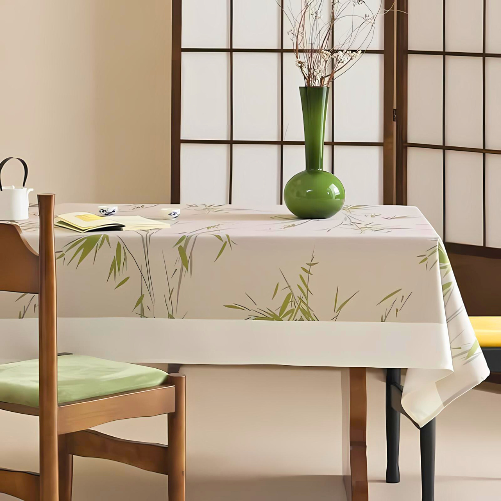 Elysian Zen Tablecloth - Durable Polyester, Bamboo-Inspired Design 4
