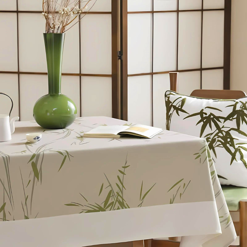 Elysian Zen Tablecloth - Durable Polyester, Bamboo-Inspired Design 5