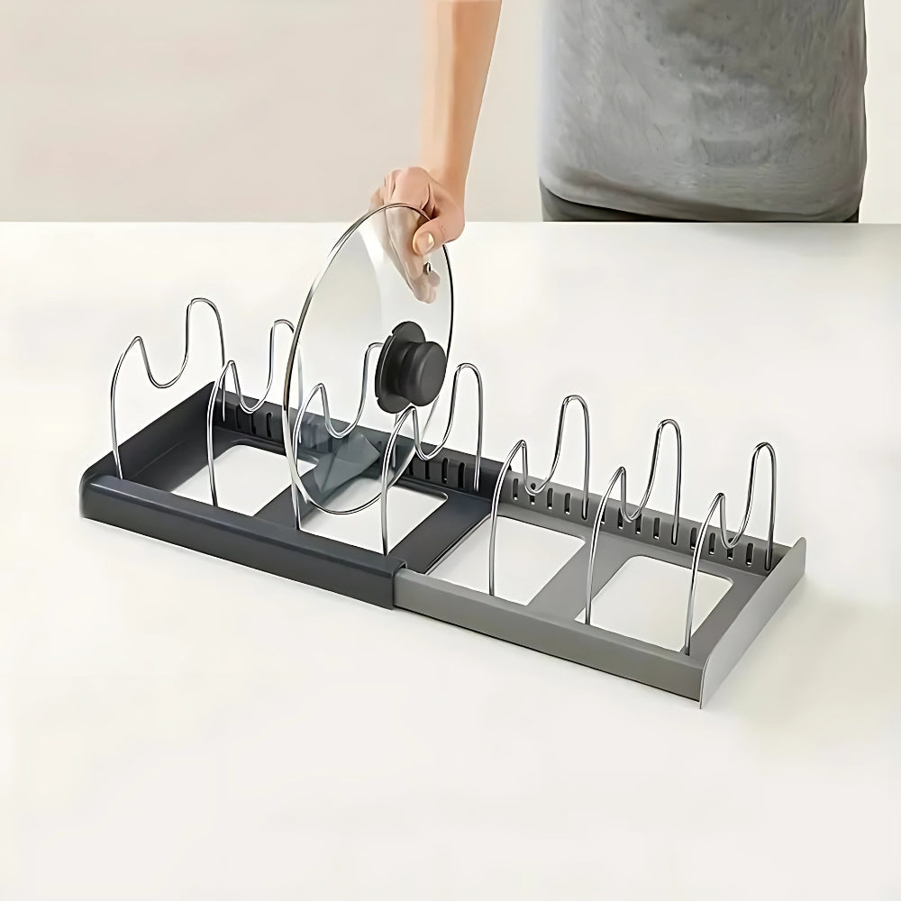 Evara Pot and Pans Organizer Rack - Adjustable Metal, Space-Saving Design 0