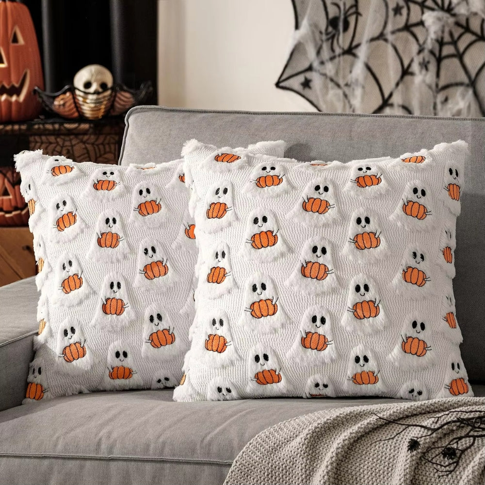 Fable Pumpkin Cushion Cover - Faux Fleece, Festive Halloween Decor 5