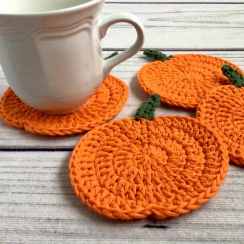 Fallora Pumpkin Coasters - Handmade Crochet, Autumn Decor 1