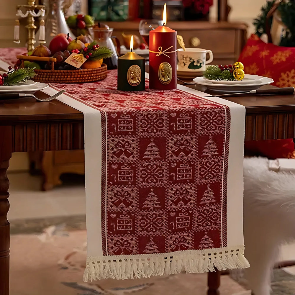 Felicity Elk Table Runner - Microfiber, Festive Design 1