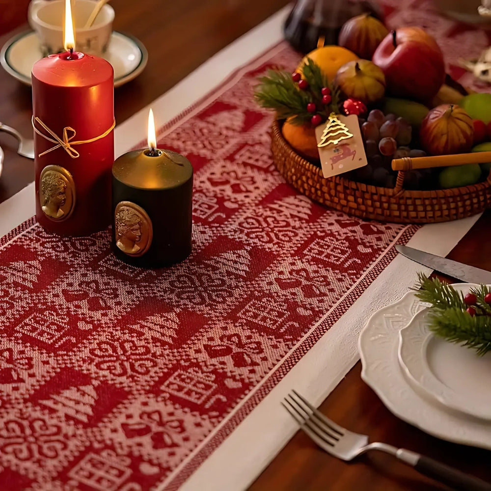 Felicity Elk Table Runner - Microfiber, Festive Design 4